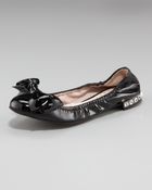 Miu Miu Patent Jeweled Heel Ballerina - Lyst