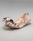 Prada Stamped Python Ballet Flat with Bow - Lyst