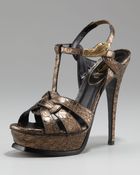Saint Laurent Tribute Python Snake-ornament Sandal - Lyst