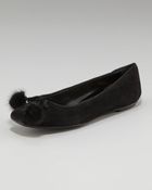 Saint Laurent Love Suede Pom-pom Flat - Lyst