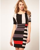 Karen Millen Mixed Stripe Knit Dress - Lyst