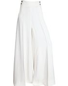 Ferragamo Wide Viscose Cady Trousers - Lyst