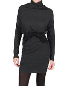 Lanvin Draped Wool Knit Dress - Lyst