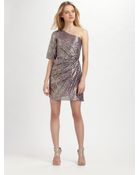 Shoshanna Metallic Silk Dress - Lyst