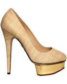 Charlotte Olympia 140mm Straw & Mirror Platform Pumps - Lyst