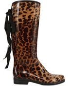 Dav Leopard Rubber Boot Boots - Lyst