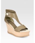 Derek Lam Mirte Leather T-strap Wedge Sandals - Lyst