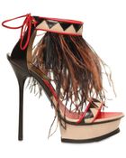 DSquared2 140mm Leather & Ostrich Feathers Sandals - Lyst