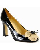 Kate Spade Zaria - Black Patent Leather Flower Pump - Lyst
