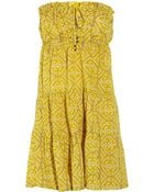 Tibi Printed Cotton Strapless Dress - Lyst