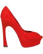 Saint Laurent 140mm Palais Suede Peep Toe Pumps - Lyst