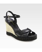 Cole Haan Air Camila Leather Espadrille Wedge Sandals - Lyst