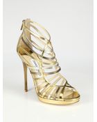 Jimmy Choo Virginia Metallic Leather Cage Sandals - Lyst