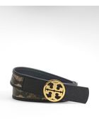 Tory Burch Reversible Logo Burlap Snake Belt - Lyst