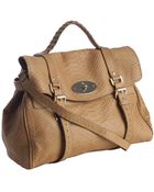 Mulberry Tan Snake Embossed Leather Alexa Large Satchel - Lyst
