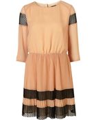 Topshop Spot Mesh Pleat Dress - Lyst