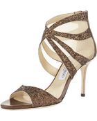 Jimmy Choo Glittered Mesh-inset Sandal - Lyst
