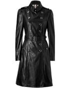 Burberry Black Trench Style Leather Coat - Lyst