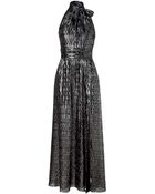 Halston Heritage Black and Silver Halter Gown - Lyst