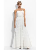 Adrianna Papell Pleat Bodice Rosette Ball Gown - Lyst