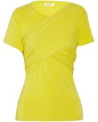 Carven Ruched Wrap-Effect Stretch-Cotton Top - Lyst