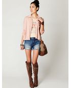 Free People 5 Pocket Cuffed Denim Cutoff - Lyst