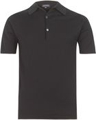 John Smedley Black Milo Knitted Polo Shirt - Lyst