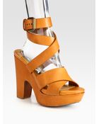 Rochas Strappy Leather Platform Sandals - Lyst