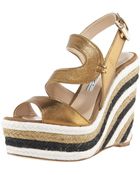 B Brian Atwood Metallic Striped Espadrille - Lyst