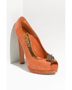 Alexander McQueen Open Toe Skull Pump - Lyst