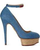 Charlotte Olympia Dolores Denim Platform Courts - Lyst