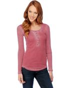 Splendid Distressed Thermal Henley - Lyst
