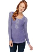 Splendid Distressed Thermal Henley - Lyst