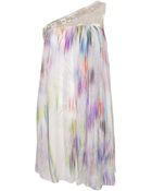 Matthew Williamson Blur Palm Chiffon One Shoulder Dress - Lyst