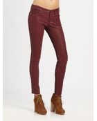 Current/Elliott The Leather Ankle Skinny Jeans - Lyst