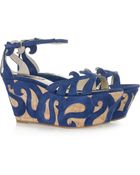 Etro Suede-appliquéd Wedge Sandals - Lyst