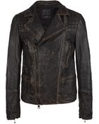 AllSaints Cargo Biker Leather Jacket - Lyst