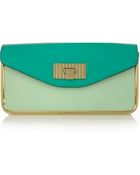 Chloé Sally Textured and Patent-Leather Clutch - Lyst