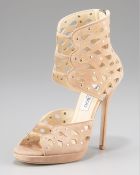 Jimmy Choo Cutout-suede Studded Sandal - Lyst