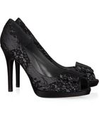 Stuart Weitzman Lace-covered Satin Pumps - Lyst