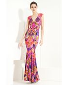 Roberto Cavalli Lush Print Jersey Gown - Lyst