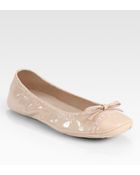 Prada Patent Leather Bow Ballet Flats - Lyst