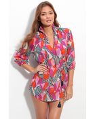 Tory Burch Print Silk Cover-up Tunic - Lyst