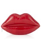 Lulu Guinness Snakeskin Padded Lips Clutch - Lyst
