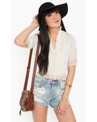 Nasty Gal Ruffled Lace Blouse - Lyst