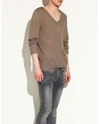 Zara Linen Sweater with Epaulettes - Lyst