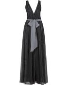Halston Heritage Low Cut V Neck Long Dress - Lyst