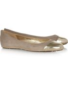 Jimmy Choo Whirl Suede and Metallic Leather Ballet Flats - Lyst
