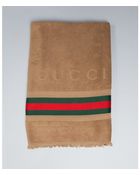 Gucci Brown Cotton Web Stripe Beach Towel - Lyst
