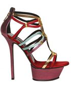 Diego Dolcini 130mm Metallic Leather Cage Sandals - Lyst